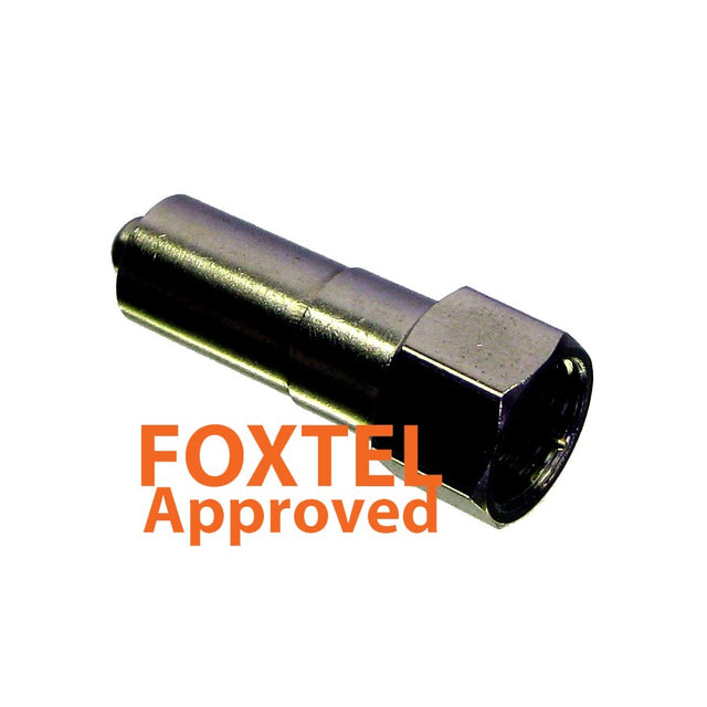 F-Type DC Isolated Terminator for unused 75 Ohm coaxial ports in satellite and TV systems, blocks DC and reduces signal reflection