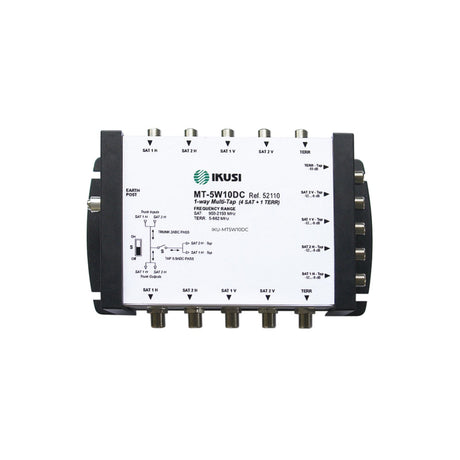 Five Wire 10 dB Coupler for satellite and terrestrial TV signal distribution, with high isolation and low insertion loss for 5-wire systems.