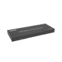 A black HDMI splitter/extender device labeled 'HDMI Splitter 1x4' with one HDMI input and four HDMI outputs, designed to