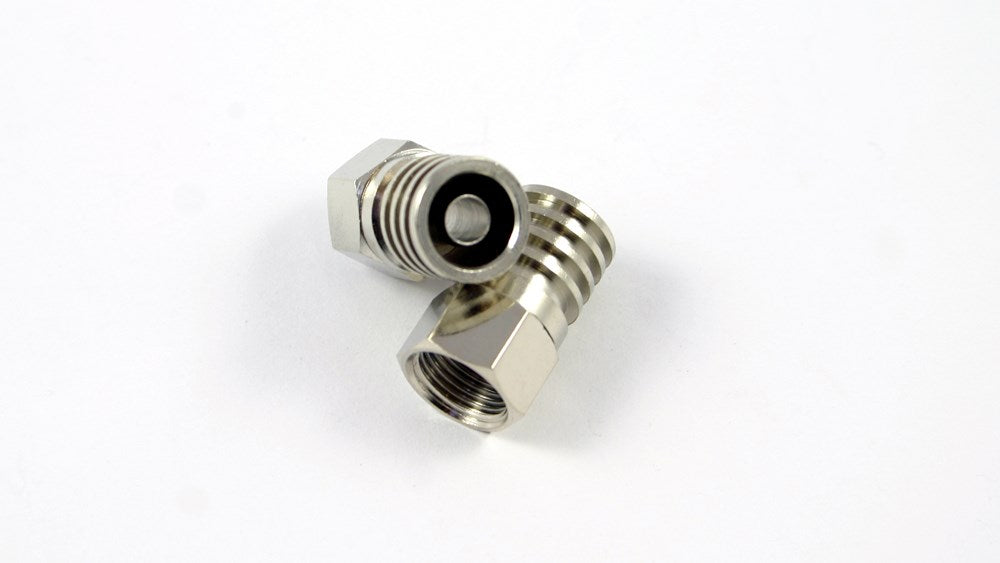 Heavy-duty F-type male crimp connector for RG59 coaxial cable used in CCTV, television, MATV and antenna installations.