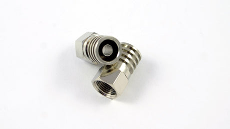 Heavy-duty F-type male crimp connector for RG59 coaxial cable used in CCTV, television, MATV and antenna installations.