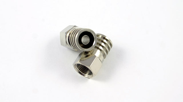 Heavy-duty F-type male crimp connector for RG59 coaxial cable used in CCTV, television, MATV and antenna installations.