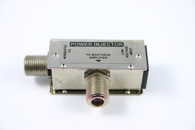 F Type Injector for CV Series Power Supply for injecting DC power over coaxial cables while preserving TV/satellite signal