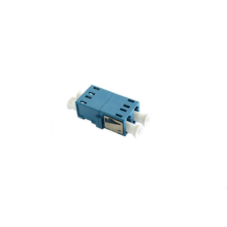 Grove LC SM OS1/OS2 Duplex Flangeless Coupler with ceramic sleeves for precise singlemode fibre optic connections in compact installations.