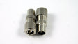 Male metal coaxial plug with screw-type termination for television, antenna, MATV and coaxial cable installations.