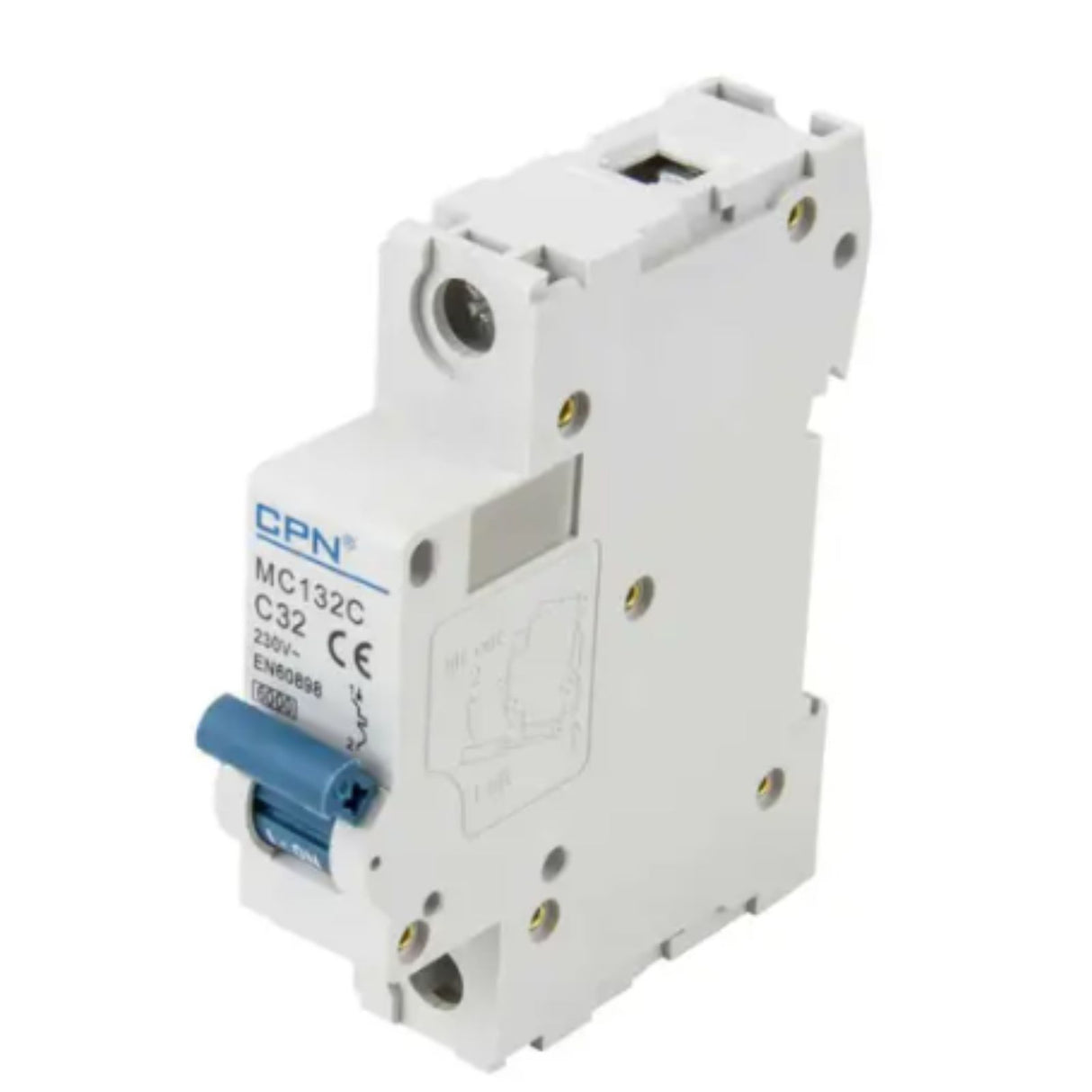 MCB 1 Pole 32A with 6kA protection and C curve, ideal for protecting circuits with moderate inrush currents in homes or commercial settings.