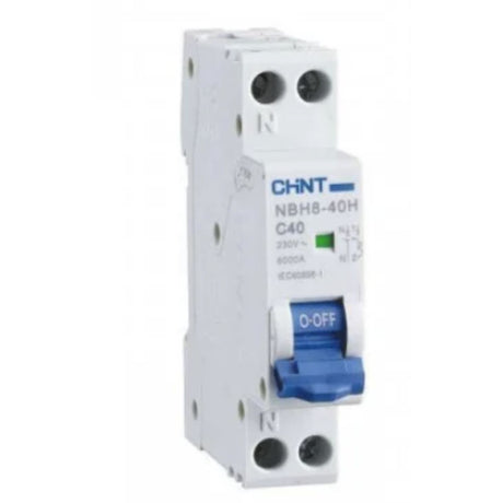 MCB 1 Pole 40A with 6kA short-circuit protection and C curve tripping for high-load residential and commercial electrical circuits.