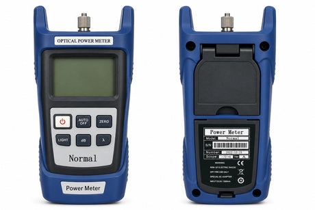 Handheld Optical Power Meter for measuring fibre optic power levels and insertion loss in FTTH and telecommunications networks.