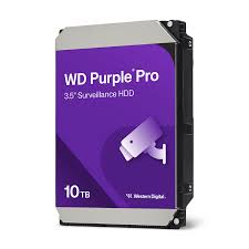 Western Digital Purple 10TB surveillance hard drive for 24/7 CCTV security systems, supports up to 64 HD cameras, AllFrame technology