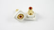 RCA-RCA Insert Red female-to-female coupler for keystone wall plates, ideal for right audio channel in structured AV installations.
