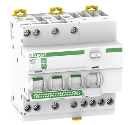 RCBO 3P+N 25A 30mA 10kA, 4 module wide, C curve Type A breaker for three-phase circuit protection and earth leakage detection.