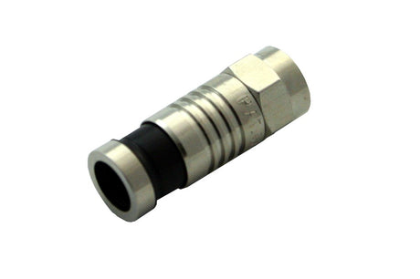RG59 compression F-type male connector for CCTV, television, MATV, antenna, RF and coaxial video installations.