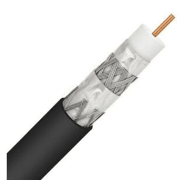 RG6 Quad Shield Coaxial Cable with four layers of shielding for digital TV, satellite, and broadband installations