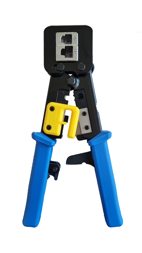 Grove RJ45 Pass Through RJ45 Plug Crimp Tool for Cat5e, Cat6, and Cat6A with ergonomic design and precision crimping
