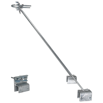 Strammit roof mount kit installed on metal roof showing secure brackets and durable fixings for rooftop mounting systems