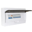 12 pole surface mount switchboard with DIN rail, ideal for MCBs and RCBOs in residential or commercial electrical setups.