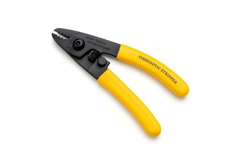 Grove Tri Hole Fibre Stripper for 250µm, 900µm, and 3mm fibres for precise coating removal in fibre optic preparation.