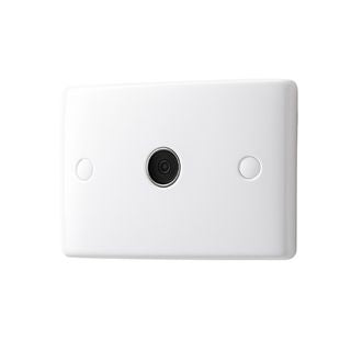 TV wall plate with PAL connector, single gang RF aerial socket faceplate for television signal.