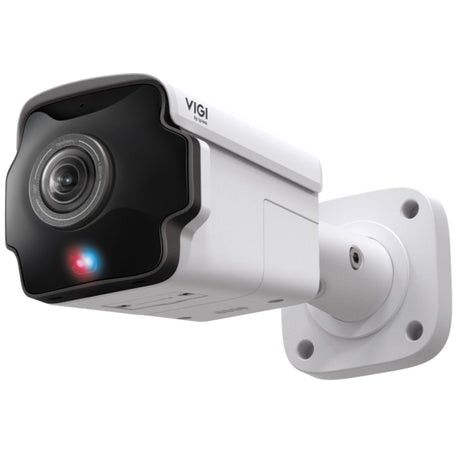 VIGI 8MP Panoramic Bullet Camera with 4K resolution, wide-angle view, smart detection, IR night vision, and weatherproof IP67 design.