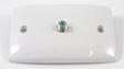 Wall plate with single F-Type connector for TV, satellite or antenna coaxial cable connection in residential or commercial installations.