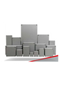 IP68 aluminium junction box, 100mm x 100mm x 81mm, natural finish, with stainless steel mounting screws and copper-coated earthing screws.