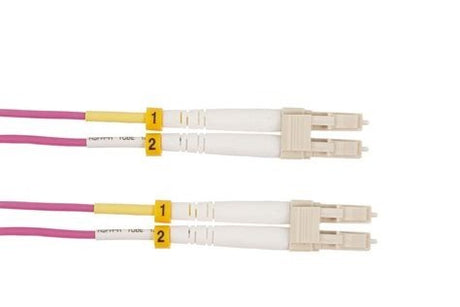 LC-LC 2M MM OM4 Duplex Patch Lead with LSZH jacket for high-speed networking, supporting 10G, 40G, and 100G applications.