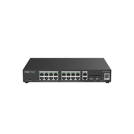 REYEE 20-Port Gigabit Smart PoE Switch with cloud management, featuring 16 PoE ports, 4 uplink ports, and a 240W power budget for business networking.