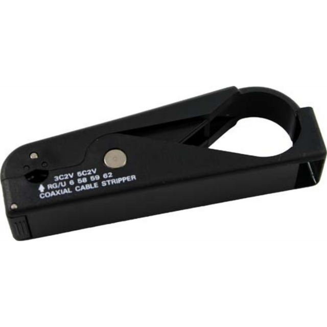 Compact RG6 Cable Stripper with dual blades for fast and precise stripping of coaxial cables in TV and data installations
