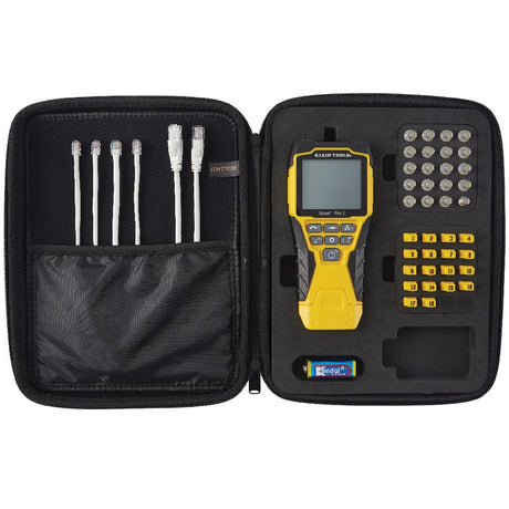Scout Pro 3 Tester with LCD screen and locator remote for mapping and testing RJ45, RJ11, and coax cables in voice, data, and video setups