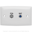 Wall Plate Large F Type with Foxtel Logo for secure satellite TV connections, reducing clutter with a clean finish for Foxtel installations