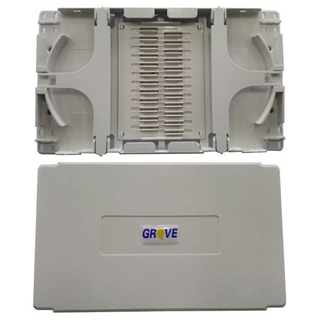 Grove 24 Fibre Splice Tray with Cover, designed for organizing and protecting up to 24 fiber splices in network installations.