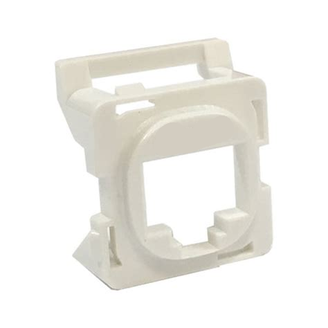 White faceplate bezel for keystone jack, designed for network and AV cable management, fits standard wall mount configurations.