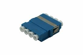 LC SM OS1/OS2 Quad Flangeless Coupler for connecting four single-mode fiber channels with minimal signal loss, featuring a compact, flangeless design for efficient installations.